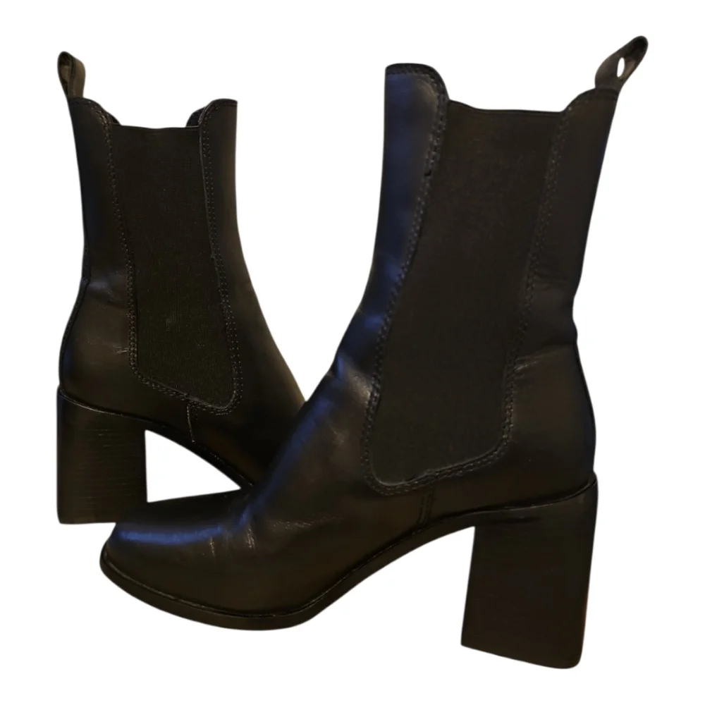 Steve Madden ARGENT Leather Upper 3” Block Heel Boot Size 7 Black (Read Listing) - Picture 4 of 9